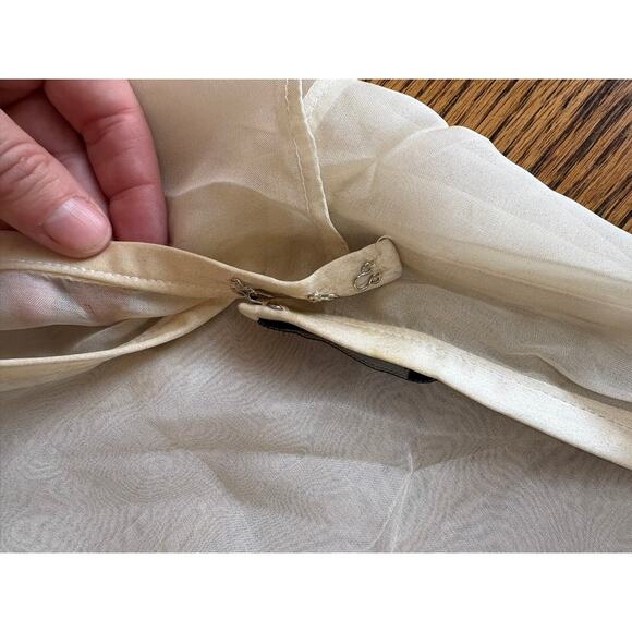 Vintage Sheer Silk Maxi Skirt Layer Ivory Ruffle Hem Boho Slip Skirt - Picture 7 of 8